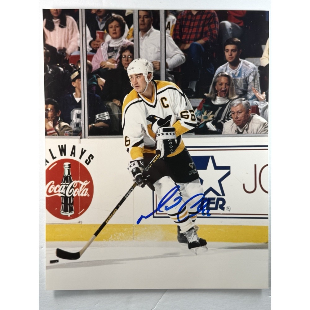 Mario Lemieux Signed 8x10 Action Photo Pittsburgh Penguins W/ Donation Letter
